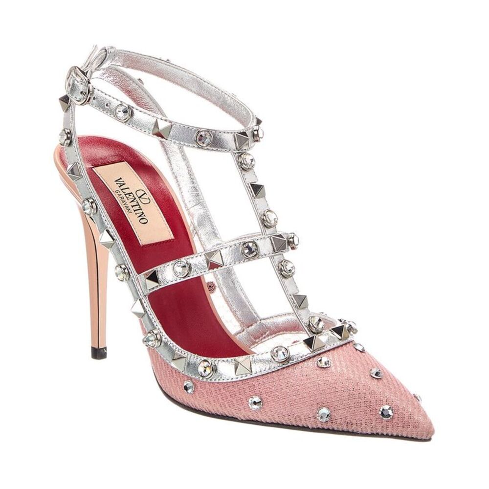 Valentino Garavani Rockstud 100 Leather Pump, Silver